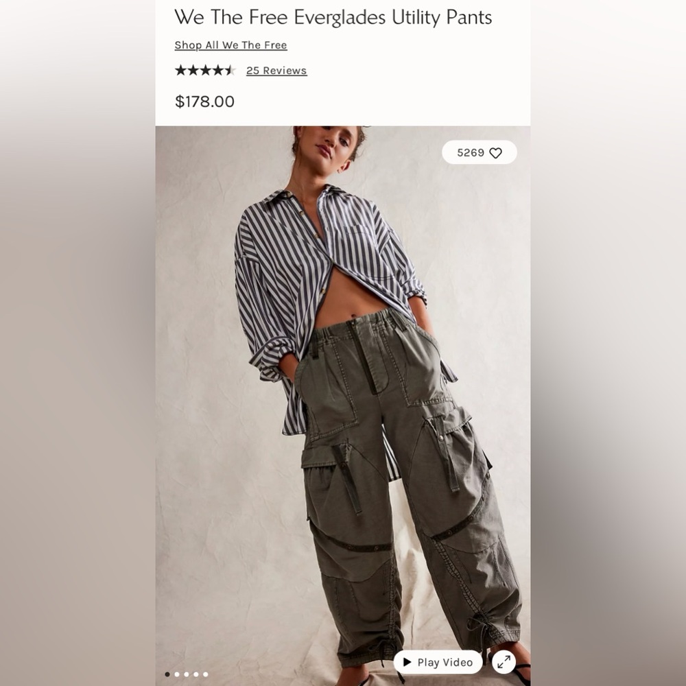 🔥Free People Everglades Utility Barrel Cinch Pants In Mulled Basil We The Free - Picture 14 of 15